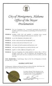 Global Love Day 2019 Proclamation Montgomery, Alabama Mayor Todd Strange