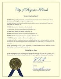 Boynton Beach, Florida Mayor Steven Grant Proclaims Global Love Day 2021