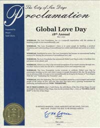 San Diego, California Mayor Todd Gloria Proclaims Global Love Day 2021