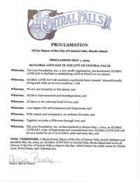 Central Falls, Rhode Island Mayor Maria Rivera Proclaims Global Love Day 2024