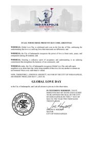 Indianaplis, Indiana Mayor Joe Hogsett Proclaims Global Love Day 2024