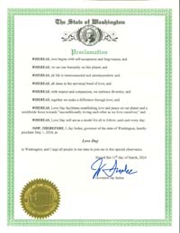 Washington State Governor Jay Inslee Proclaims Global Love Day 2024