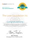 Great Nonprofits Top-rated 2024 The Love Foundation Certificate