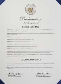Global Love Day Proclamation Hawaii Governor