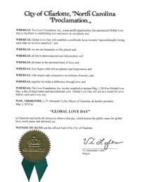 Global Love Day Proclamation Charlotte, North Carolina
