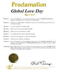 Global Love Day Proclamation Detroit, Michigan