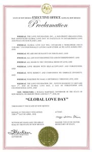 Global Love Day Proclamation New Mexico Governor