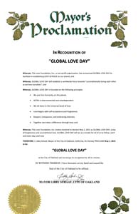 Oakland, California Mayor Libby Schaaf Proclaims Global Love Day 2021