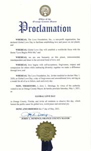 Orange County, Florida Mayor Jerry Demings Global Love Day 2021