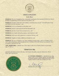 Topeka, Kansas Mayor Michelle De La Isla Proclaims Global Love Day 2021