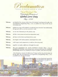 Cleveland, Ohio Mayor Justin Bibb Proclaims Global Love Day 2022