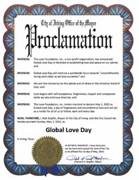 Irving, Texas Mayor Richard Stopfer Proclaims Global Love Day 2022