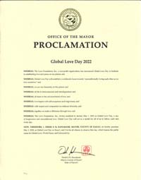 Kauai County, Hawaii Mayor Derek Kawakami Proclaims Global Love Day 2022