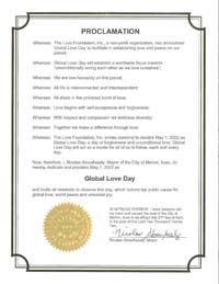 Marion, Iowa Mayor Nicholas AbouAssaly Proclaims Global Love Day 2022