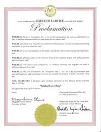 New Mexico Governor Michelle Grisham Proclaims Global Love Day 2022