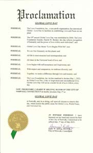 Norwalk, Connecticut Mayor Harry Rilling Proclaims Global Love Day 2022