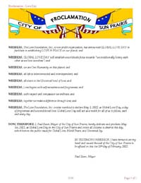Sun Prairie, Wisconsin Mayor Paul Esser Proclaims Global Love Day 2022