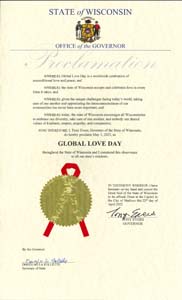 Wisconsin Governor Tony Evers Proclaims Global Love Day 2022