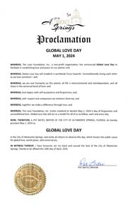 Altamonte Springs, Florida Mayor Pat Bates Proclaims Global Love Day 2024