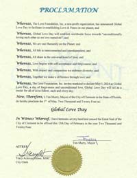 Clermont, Florida Mayor Tim Murry Proclaims Global Love Day 2024