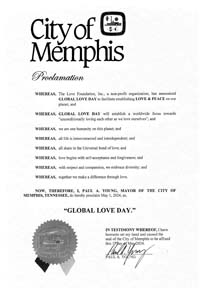Memphis, Tennessee Mayor Paul YoungProclaims Global Love Day 2024
