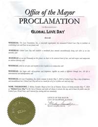 Shawnee, Kansas Mayor MIckey Sandifer Proclaims Global Love Day 2024