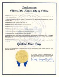 Toledo, Ohio Mayor Wade Kapszukiewicz Proclaims Global Love Day 2024