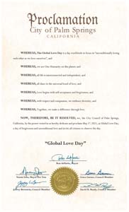 Palm Springs, California Mayor Ron deHarte Proclaims Global Love Day 2025