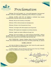 Pinellas Park, Florida Mayor Sandra Bradbury Proclaims Global Love Day 2025