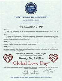 Springfield, Massachusetts Mayor Domenic Sarno Proclaims Global Love Day 2025 