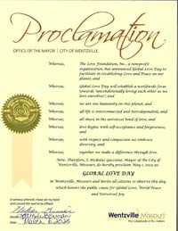 Wentzville, Missouri Mayor Nickolas Guccione Proclaims Global Love Day 2025